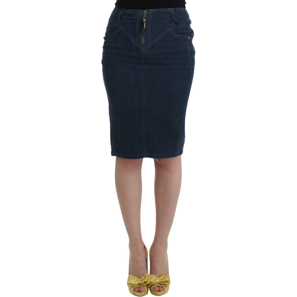 Cavalli Blue corduroy pencil skirt SIG11824-1