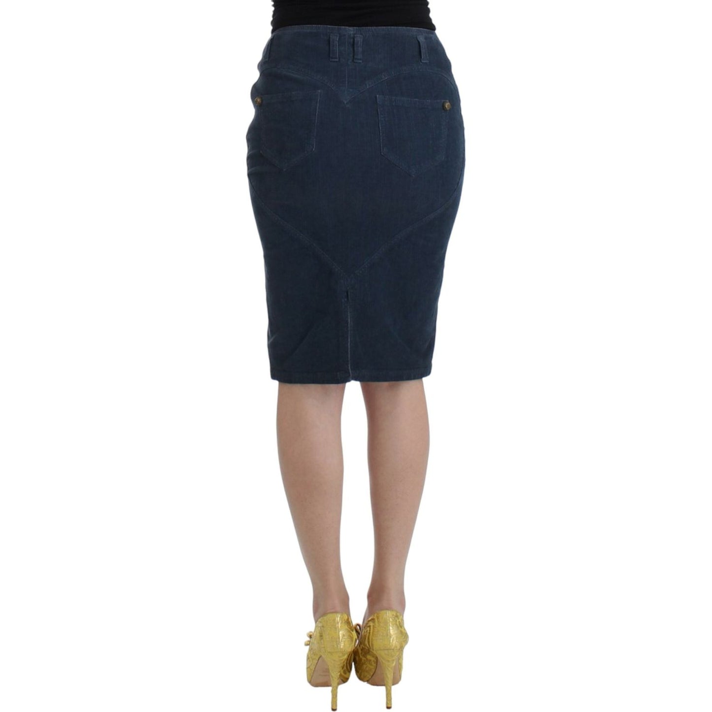 Cavalli Blue corduroy pencil skirt SIG11824-1
