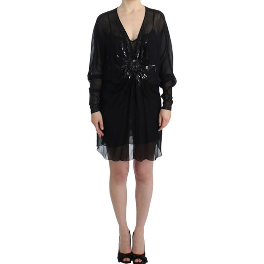 Cavalli Black long sleeve silk dress SIG11635-2