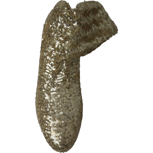 Dolce & Gabbana Gold Sequined Short Boots Stretch Shoes LA10362-37.5
