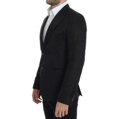 Dolce & Gabbana Black silk slim fit blazer Dolce & Gabbana