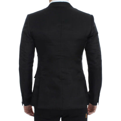 Dolce & Gabbana Black silk slim fit blazer Dolce & Gabbana
