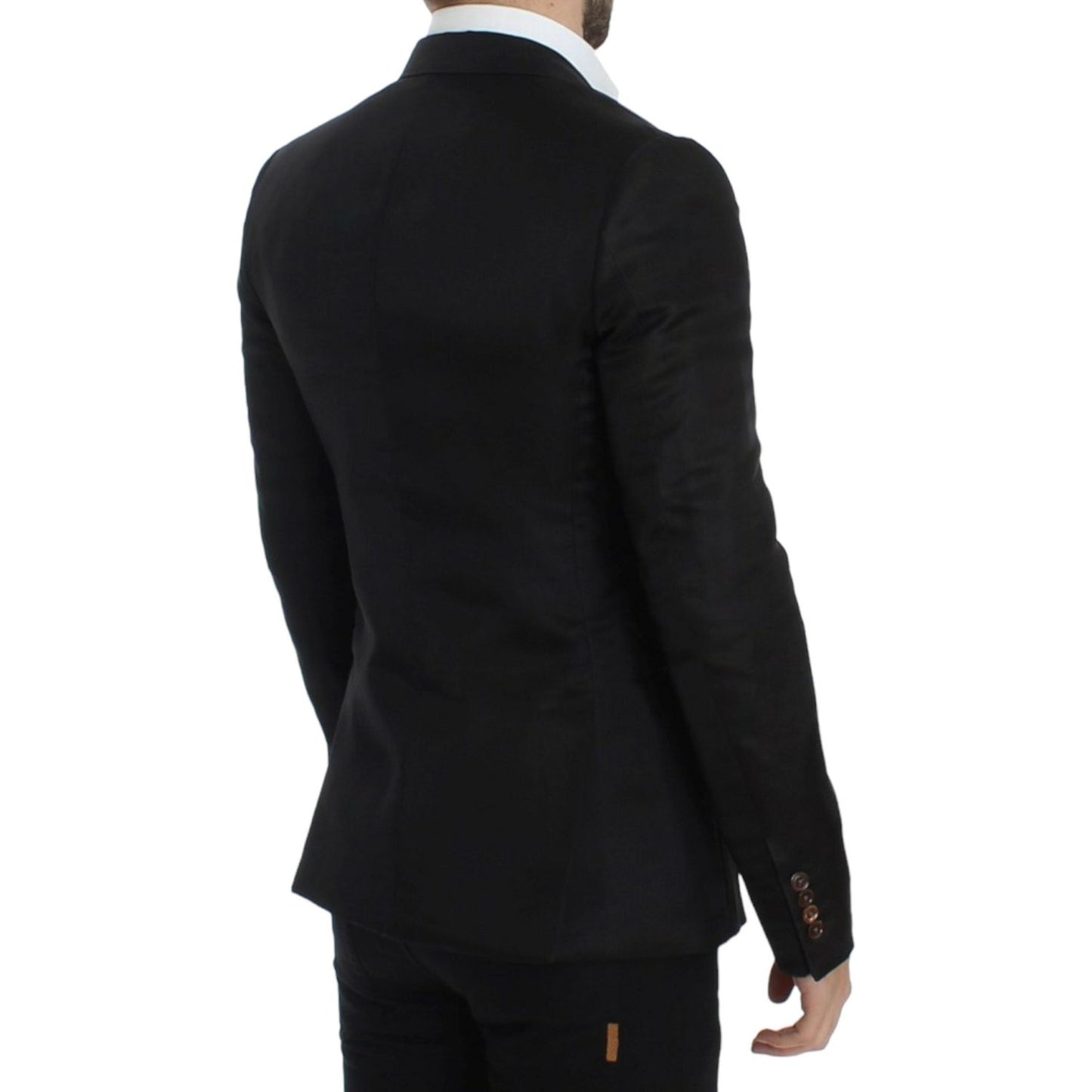 Dolce & Gabbana Black silk slim fit blazer Dolce & Gabbana