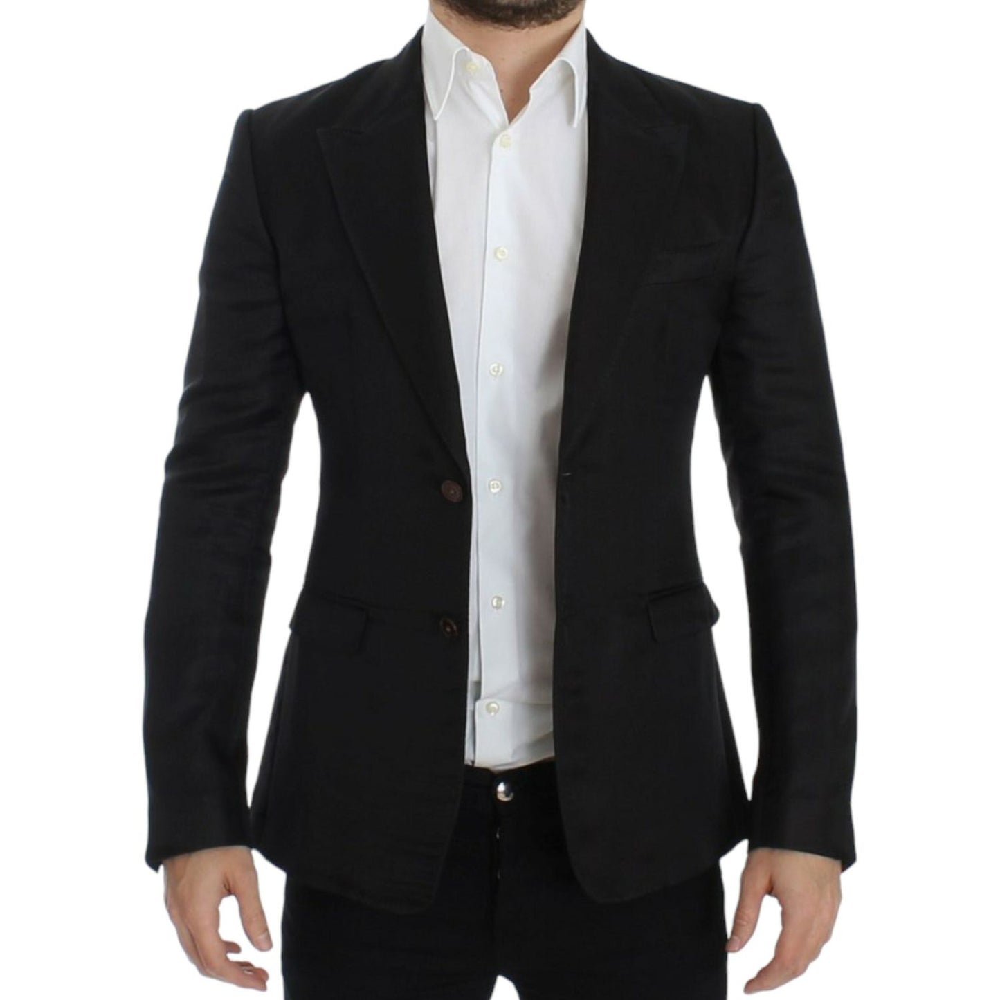 Dolce & Gabbana Black silk slim fit blazer Dolce & Gabbana