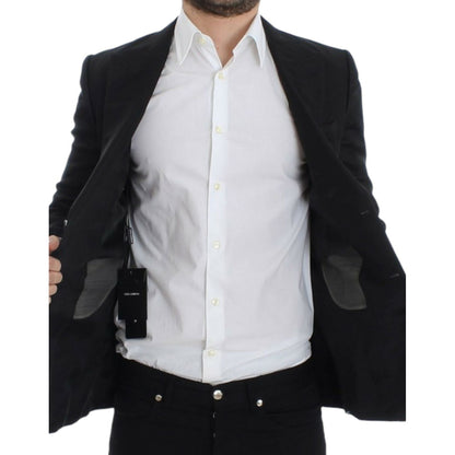 Dolce & Gabbana Black silk slim fit blazer Dolce & Gabbana