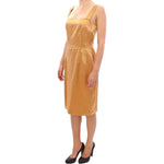 Dolce & Gabbana Elegant Bronze Silk Knee-Length Sheath Dress Dolce & Gabbana Dark Salmon