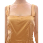 Dolce & Gabbana Elegant Bronze Silk Knee-Length Sheath Dress Dolce & Gabbana Dark Khaki