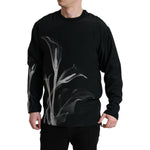 Dolce & Gabbana Floral Silk Crew Neck Sweater Dolce & Gabbana Black