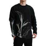Dolce & Gabbana Floral Silk Crew Neck Sweater Dolce & Gabbana Black