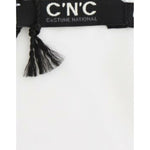 Costume National Chic White V-Neck Motive Print Tee Costume National Dark Slate Gray