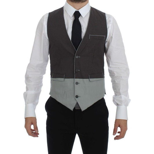 Dolce & Gabbana Gray Polka Dot Dress Vest Gilet Weste
