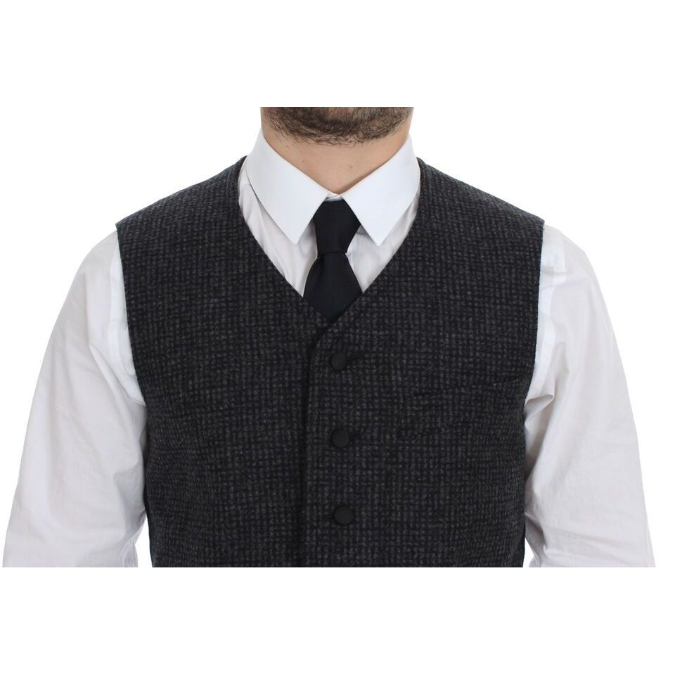 Dolce & Gabbana Gray Wool Blend Vest Gilet Weste
