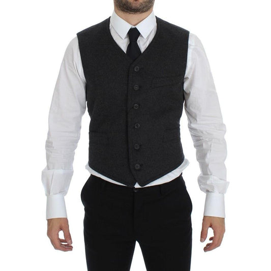 Dolce & Gabbana Gray Wool Blend Vest Gilet Weste