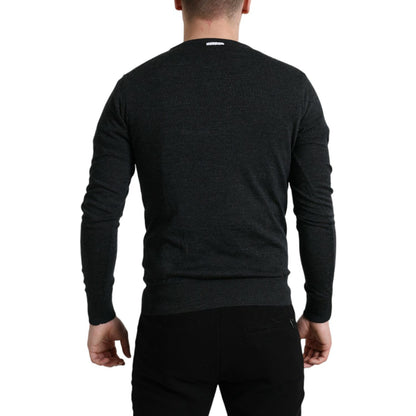 Dolce & Gabbana Gray Wool Round Neck Pullover Sweater