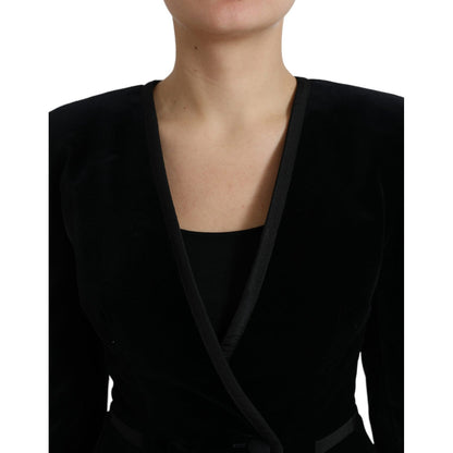 Dolce & Gabbana Black Velvet Cotton Double Breasted Jacket