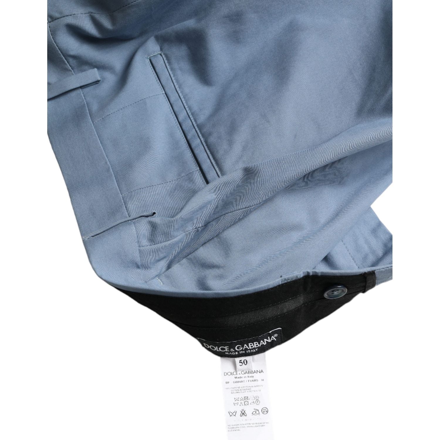 Dolce & Gabbana Sky Blue Cotton Folded Hem Men Bermuda Shorts