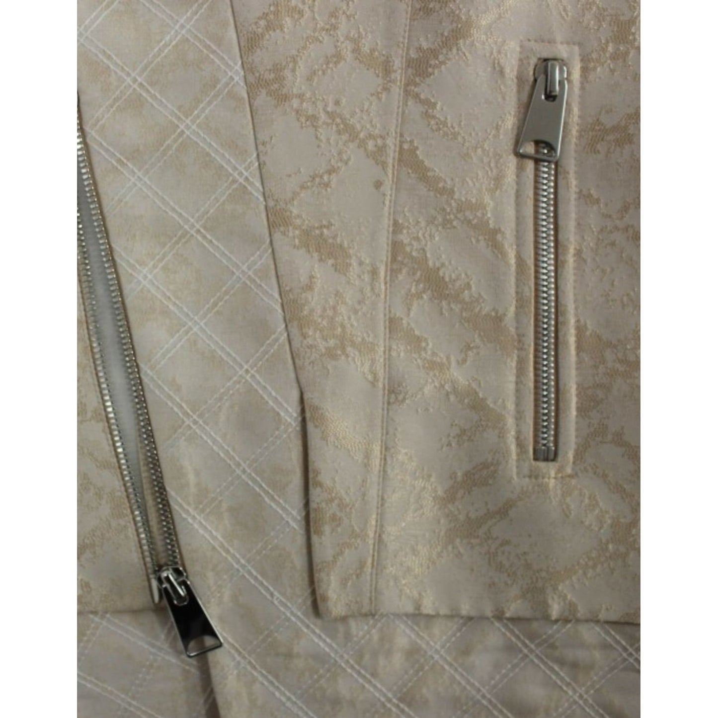 Zeyneptosun Beige brocade sleeveless jacket Coats & Jackets