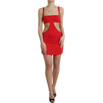 Dolce & Gabbana Exquisite Red Cut Out Bodycon Mini Dress Dolce & Gabbana Rosy Brown