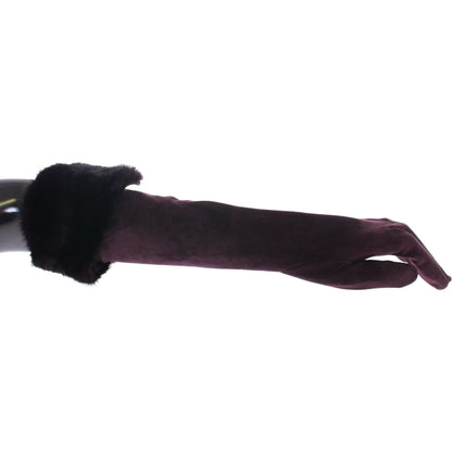 Dolce & Gabbana Purple Mink Fur Goatskin Suede Leather Gloves