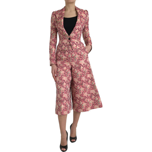 Dolce & Gabbana Pink Floral Jacquard Slim Fit 2 Piece Suit Dolce & Gabbana
