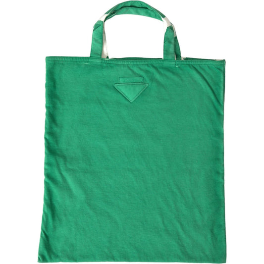 Prada Green Jersey Fabric Logo Shoulder Shopping Tote Shopping Bag BAG1184