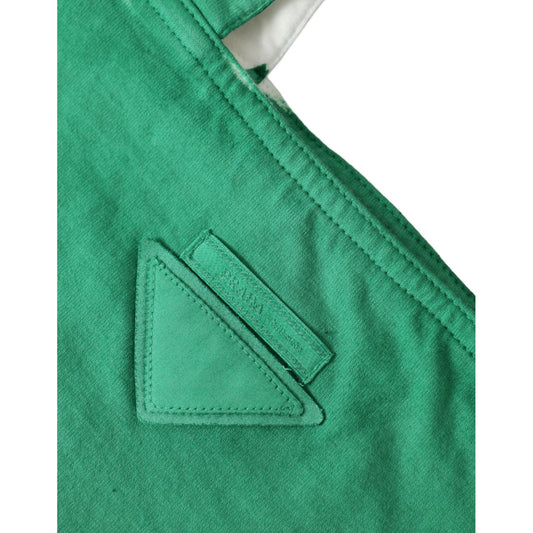 Prada Green Jersey Fabric Logo Shoulder Shopping Tote Shopping Bag BAG1184
