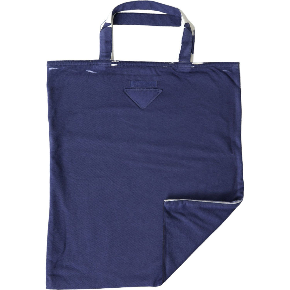 Prada Blue Jersey Fabric Logo Shoulder Shopping Tote Shopping Bag BAG1191