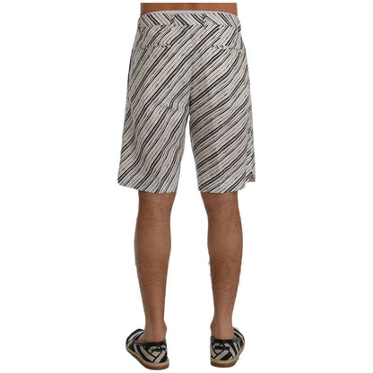 Dolce & Gabbana White Black Striped Casual Shorts Dolce & Gabbana