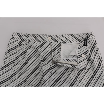 Dolce & Gabbana White Black Striped Casual Shorts Dolce & Gabbana