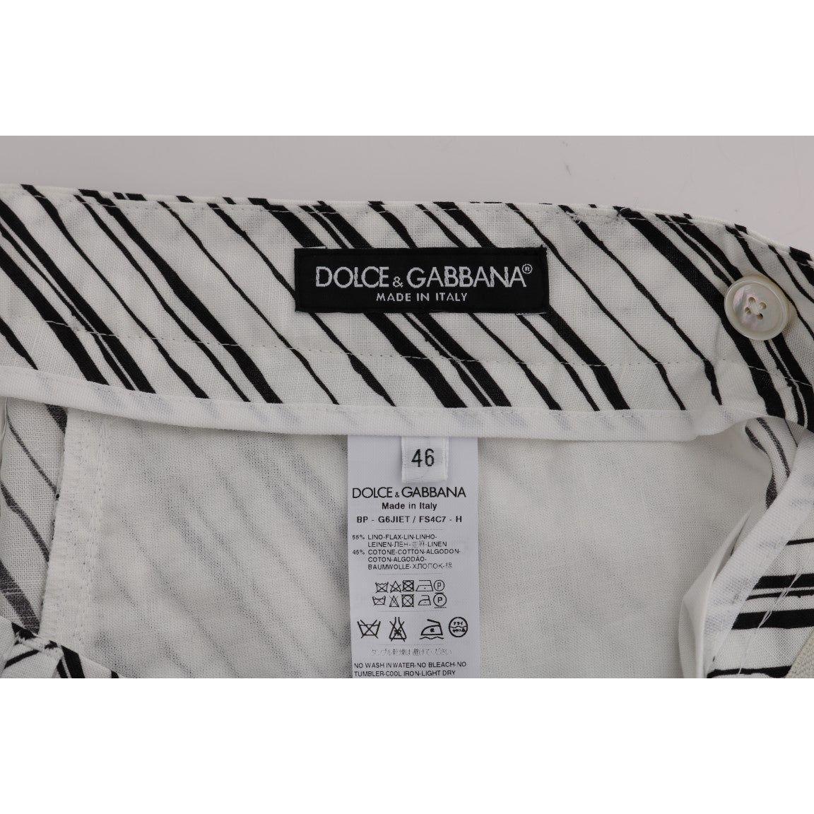 Dolce & Gabbana White Black Striped Casual Shorts Dolce & Gabbana