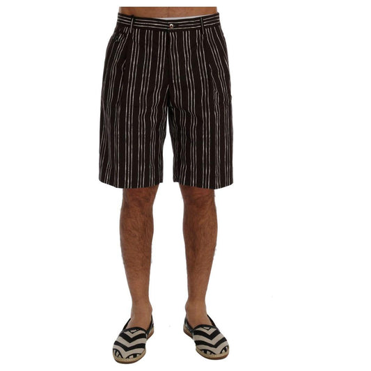 Dolce & Gabbana Bordeaux White Striped Hemp Casual Shorts Dolce & Gabbana