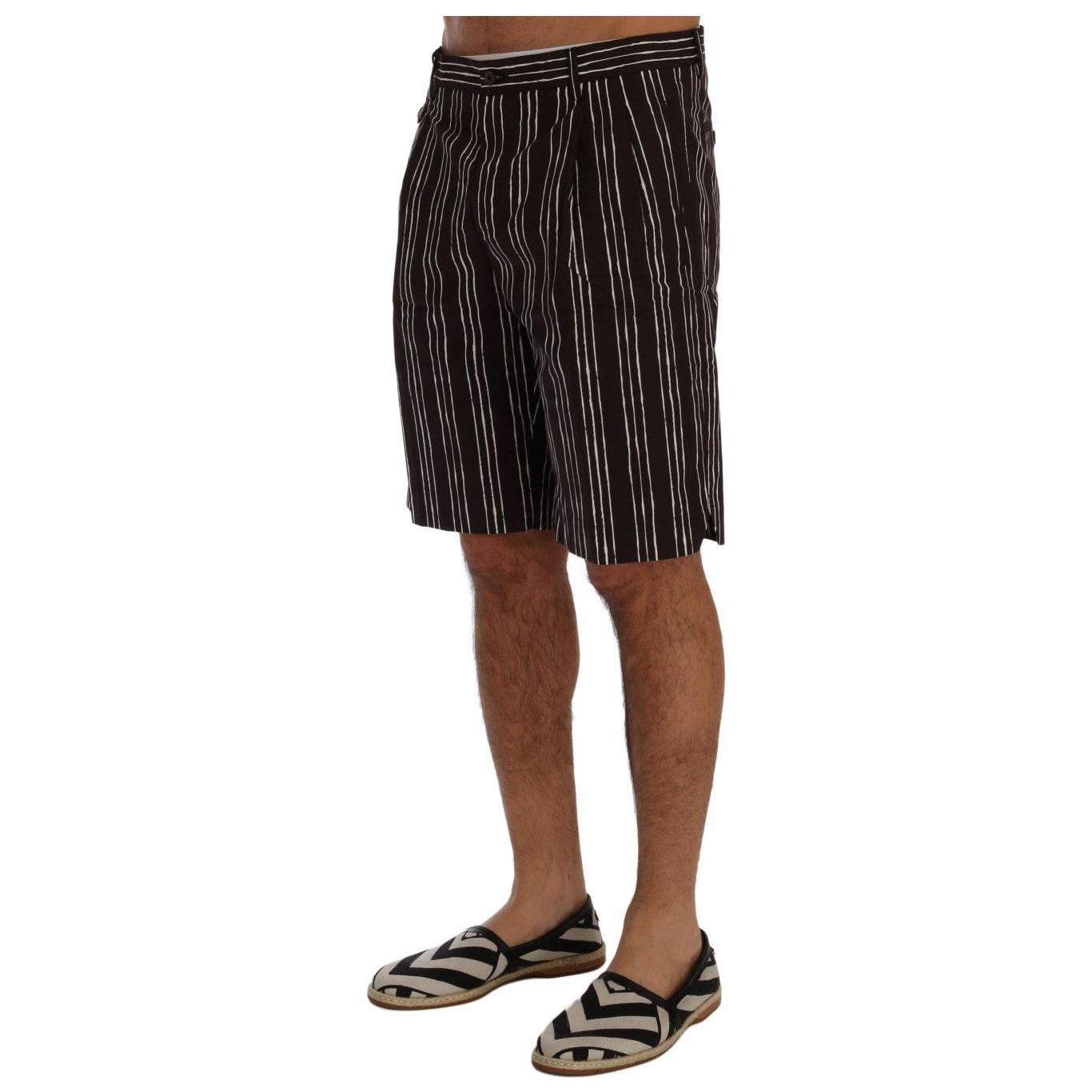Dolce & Gabbana Bordeaux White Striped Hemp Casual Shorts Dolce & Gabbana