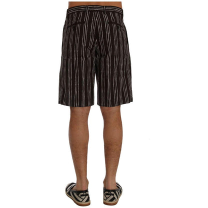 Dolce & Gabbana Bordeaux White Striped Hemp Casual Shorts Dolce & Gabbana