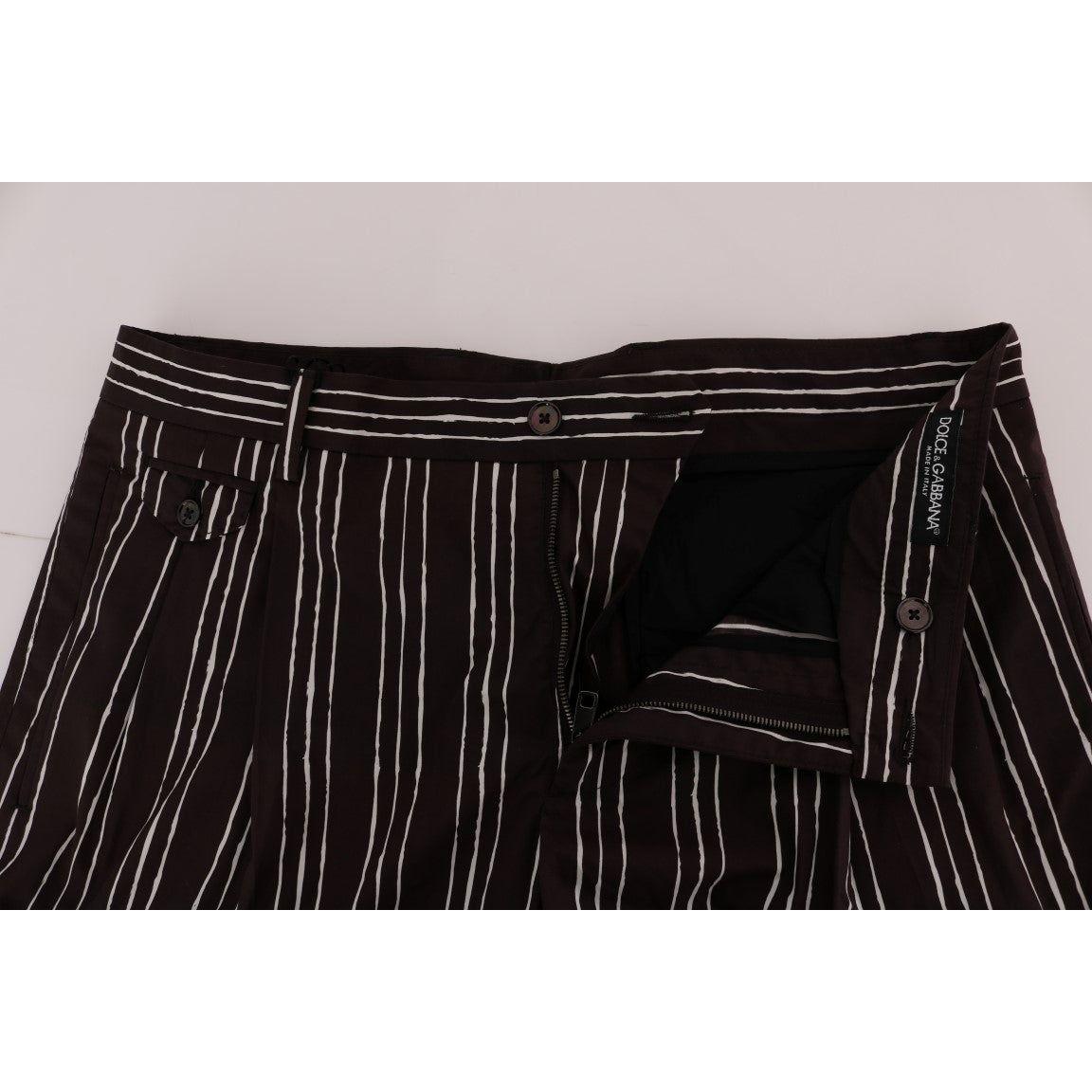 Dolce & Gabbana Bordeaux White Striped Hemp Casual Shorts Dolce & Gabbana