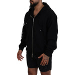 Dsquared² Black Hooded Full Zip Printed Sleeves Sweater Dsquared² Black