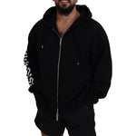 Dsquared² Black Hooded Full Zip Printed Sleeves Sweater Dsquared² Black