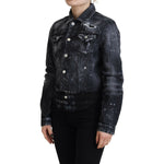 Dsquared² Gray Washed Cotton Distressed Denim Jacket Dsquared² Black