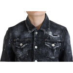 Dsquared² Gray Washed Cotton Distressed Denim Jacket Dsquared² Dark Slate Gray