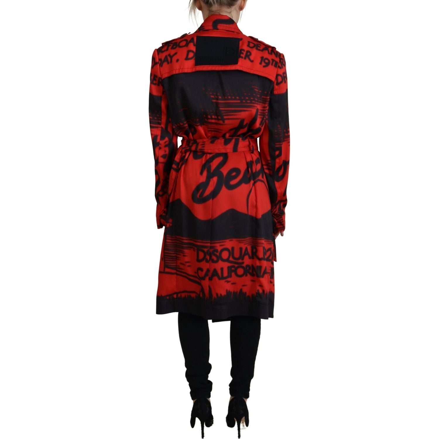 Dsquared² Red Printed Button Collared Desigual Coat Jacket