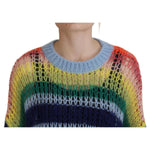 Dsquared² Multicolor Knitted Mohair Crewneck Pullover Sweater Dsquared² Rosy Brown