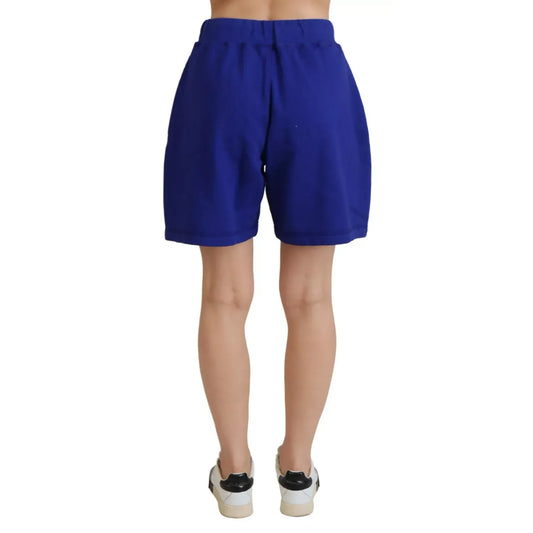Dsquared² Blue Logo Cotton High Waist Sweatshorts Shorts