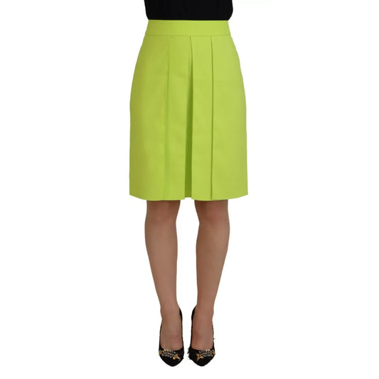 Dsquared² Green High Waist Pleated A-line Knee Length Skirt