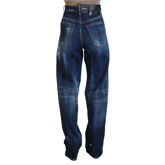 Dsquared² Blue High Waist Straight Denim Jeans San Diego