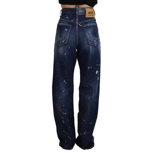 Dsquared² Blue High Waist Tattered Denim Jeans San Diego