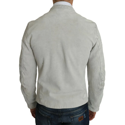 Dolce & Gabbana Leather White Biker Motorcycle Jacket