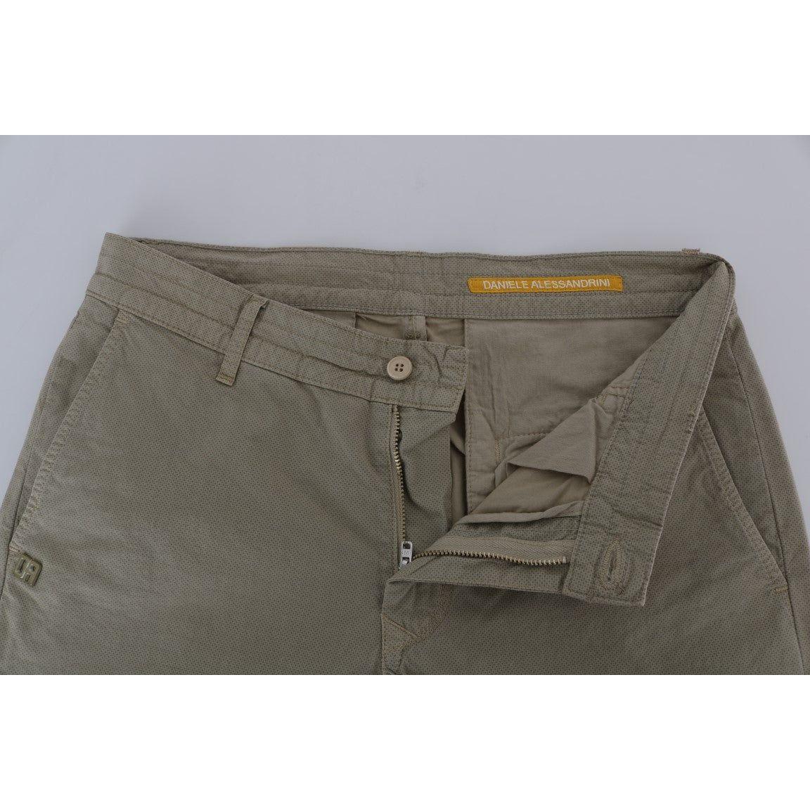 Daniele Alessandrini Beige Cotton Stretch Slim Fit Chinos Daniele Alessandrini
