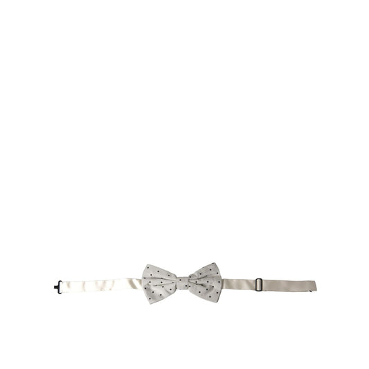 Dolce & Gabbana White Black Polka Dot Polyester Bow Tie Men