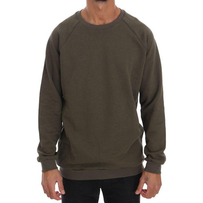 Daniele Alessandrini Green Crewneck Cotton Sweater Daniele Alessandrini