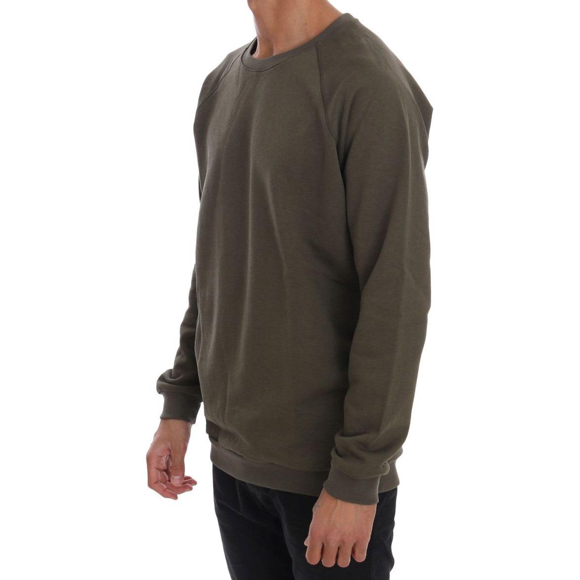 Daniele Alessandrini Green Crewneck Cotton Sweater Daniele Alessandrini