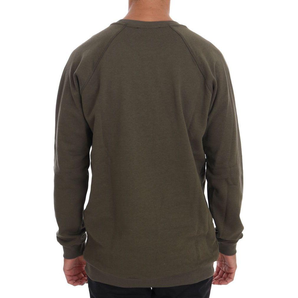 Daniele Alessandrini Green Crewneck Cotton Sweater Daniele Alessandrini